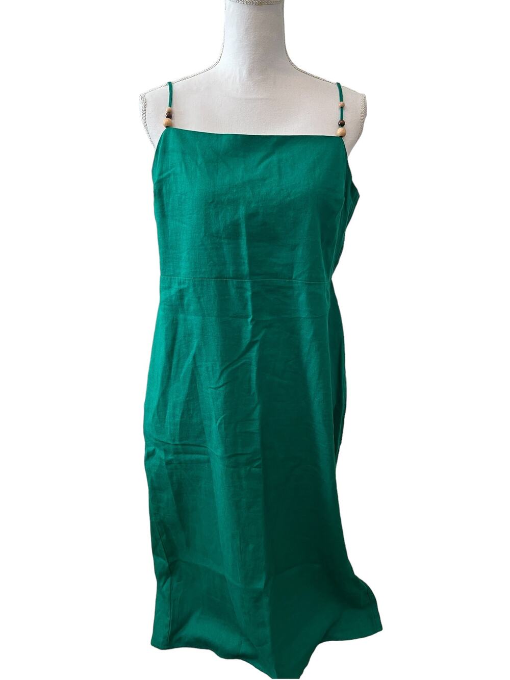 Rachel Zoe Emerald Green Linen Midi Dress L